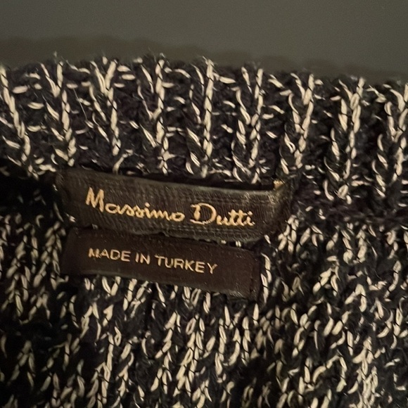 Massimo Dutti Blue/Grey Heavy Knit Marled Split Back 3/4 Sleeve Sweater Sz Sm - Picture 10 of 10